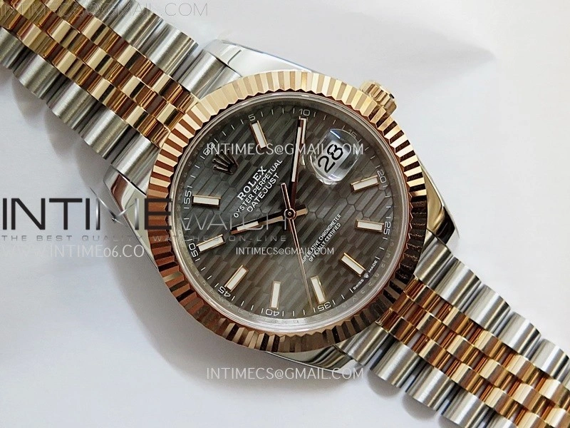 DateJust 41mm 126331 904 SS RG AR+F 1:1 Fluted Gray Dial Stick Markers On SS RG Jubilee Bracelet DD3235 V2