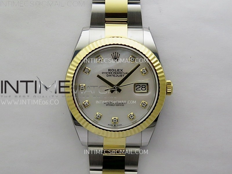 DateJust 41mm 126333 904 SS YG AR+F 1:1 White MOP Dial Diamonds Markers On SS YG Oyster Bracelet DD3235 V2