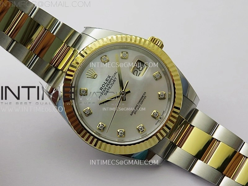DateJust 41mm 126333 904 SS YG AR+F 1:1 White MOP Dial Diamonds Markers On SS YG Oyster Bracelet DD3235 V2