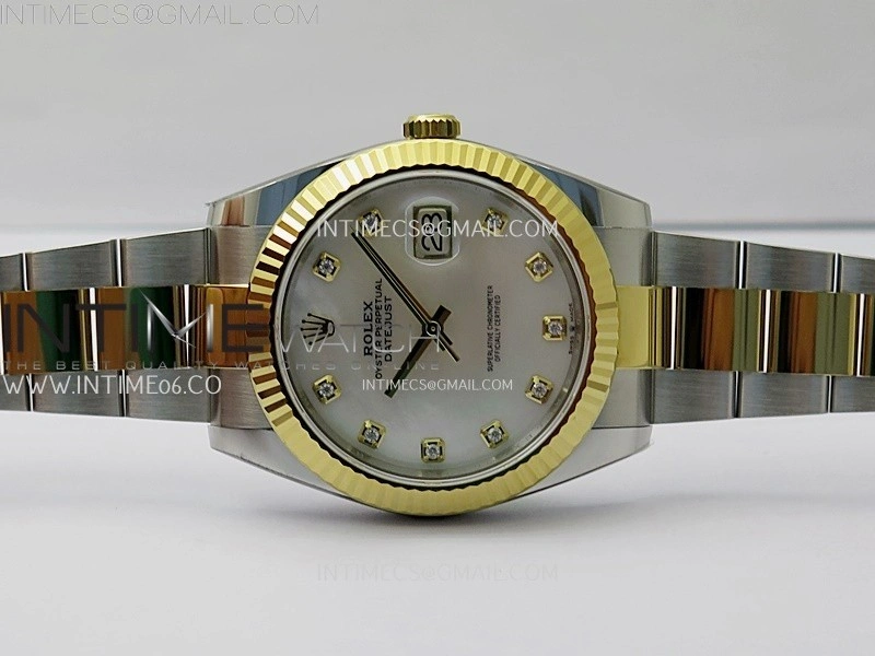 DateJust 41mm 126333 904 SS YG AR+F 1:1 White MOP Dial Diamonds Markers On SS YG Oyster Bracelet DD3235 V2