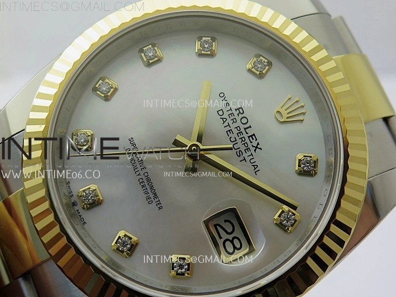 DateJust 41mm 126333 904 SS YG AR+F 1:1 White MOP Dial Diamonds Markers On SS YG Oyster Bracelet DD3235 V2