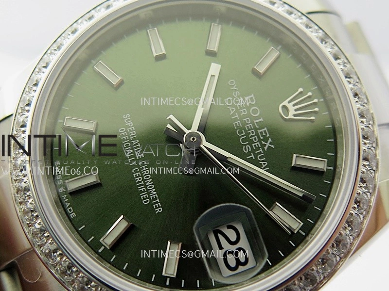 DateJust 31mm 904L SS AR+F Best Edition Green Dial Stick Marker On 904L SS Oyster Bracelet A2236