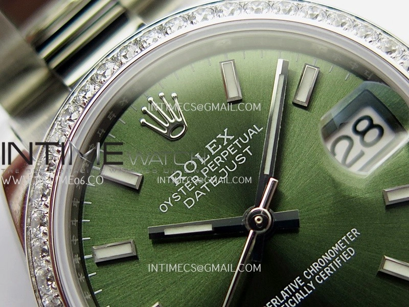 DateJust 31mm 904L SS AR+F Best Edition Green Dial Stick Marker On 904L SS Oyster Bracelet A2236
