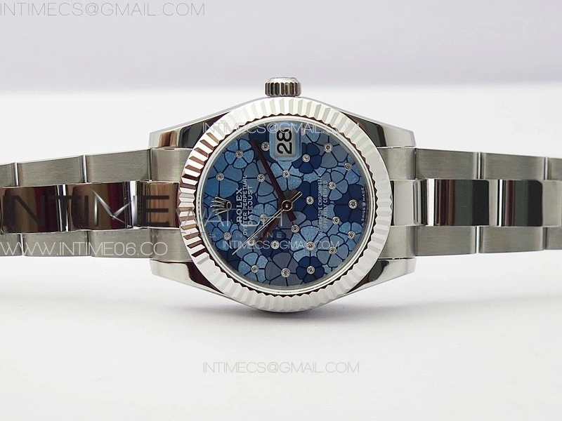 DateJust 31mm 278274 904L SS GMF Best Edition Blue Flowers Crystals Dial on 904L Oyster Bracelet A2824