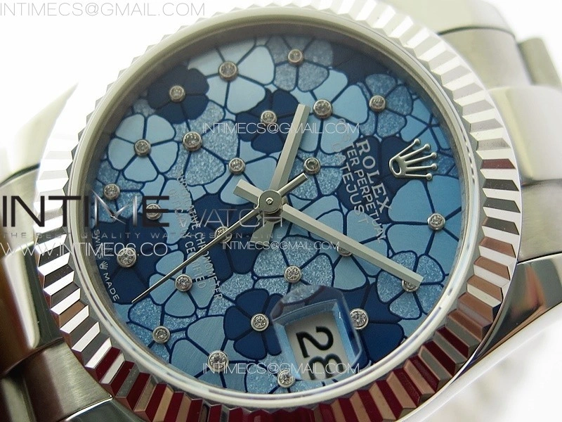 DateJust 31mm 278274 904L SS GMF Best Edition Blue Flowers Crystals Dial on 904L Oyster Bracelet A2824