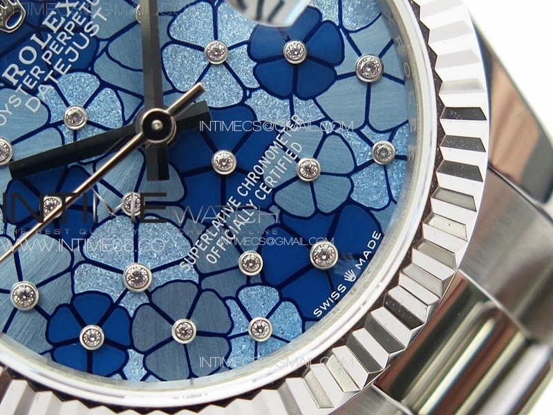 DateJust 31mm 278274 904L SS GMF Best Edition Blue Flowers Crystals Dial on 904L Oyster Bracelet A2824