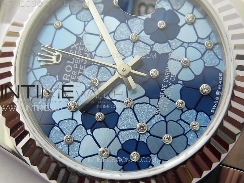 DateJust 31mm 278274 904L SS GMF Best Edition Blue Flowers Crystals Dial on 904L Oyster Bracelet A2824
