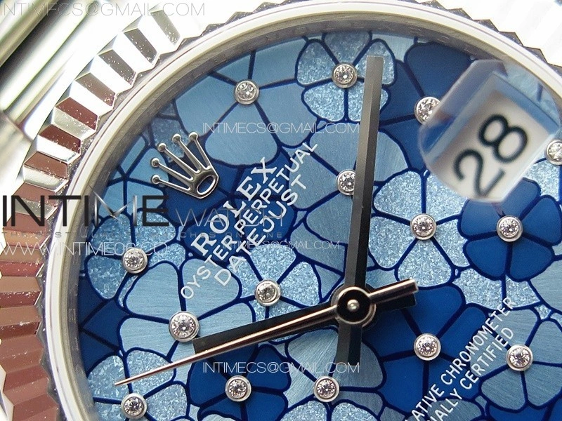 DateJust 31mm 278274 904L SS GMF Best Edition Blue Flowers Crystals Dial on 904L Oyster Bracelet A2824
