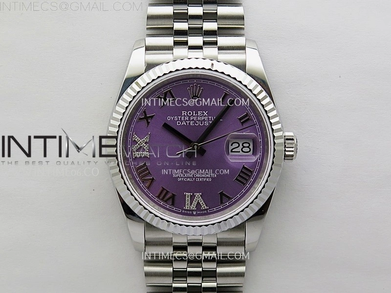 DateJust 126234 904L SS JDF 1:1 Best Edition Purple Dial Roman Markers on Jubilee 904L SS Bracelet
