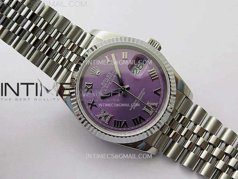 DateJust 126234 904L SS JDF 1:1 Best Edition Purple Dial Roman Markers on Jubilee 904L SS Bracelet