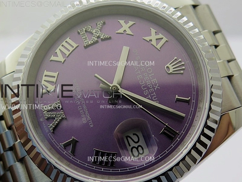 DateJust 126234 904L SS JDF 1:1 Best Edition Purple Dial Roman Markers on Jubilee 904L SS Bracelet