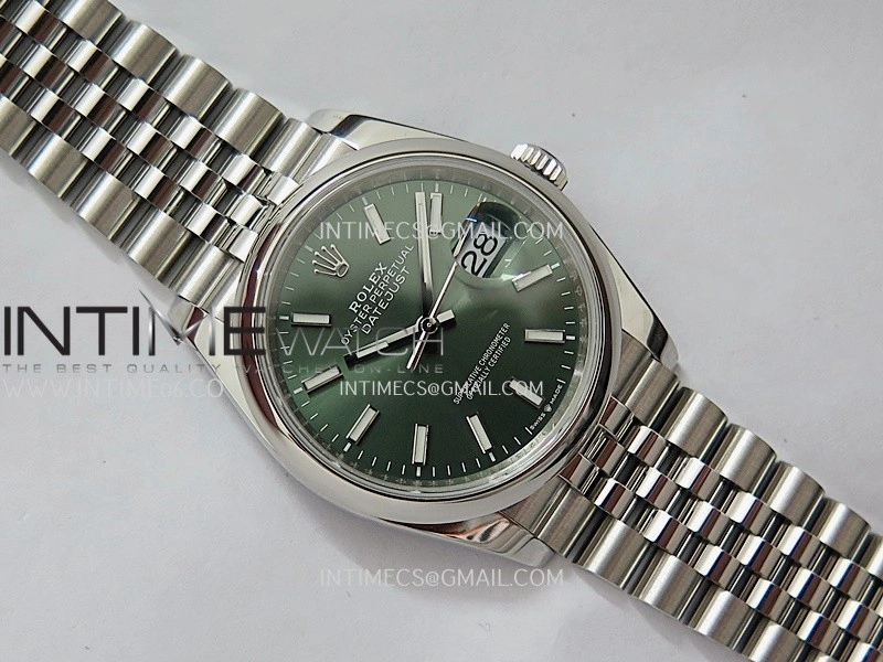 DateJust 126200 904L SS V2 VSF 1:1 Best Edition Green Dial Stick Marker On Jubilee Bracelet DD3235