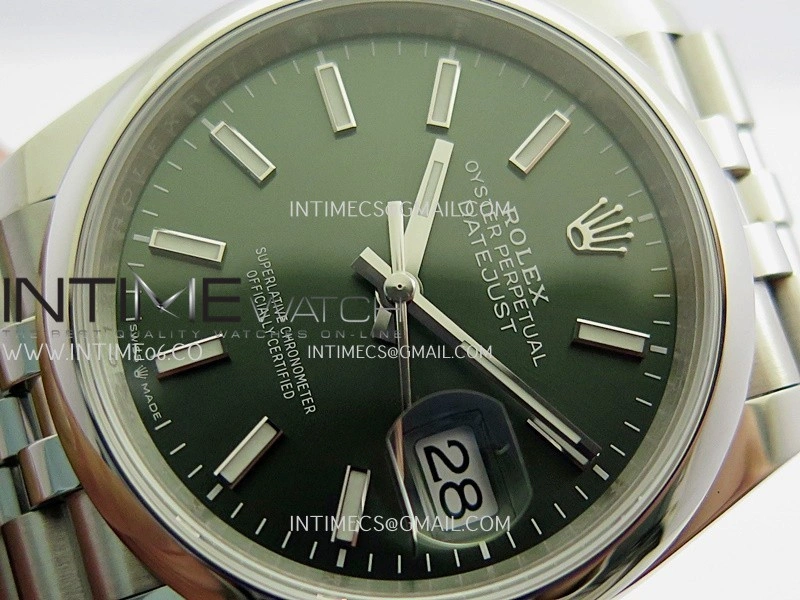 DateJust 126200 904L SS V2 VSF 1:1 Best Edition Green Dial Stick Marker On Jubilee Bracelet DD3235