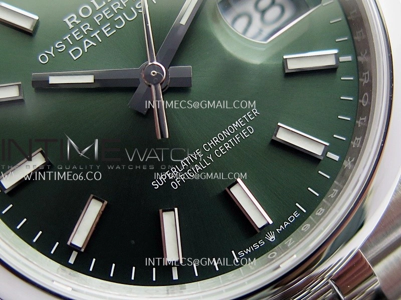 DateJust 126200 904L SS V2 VSF 1:1 Best Edition Green Dial Stick Marker On Jubilee Bracelet DD3235