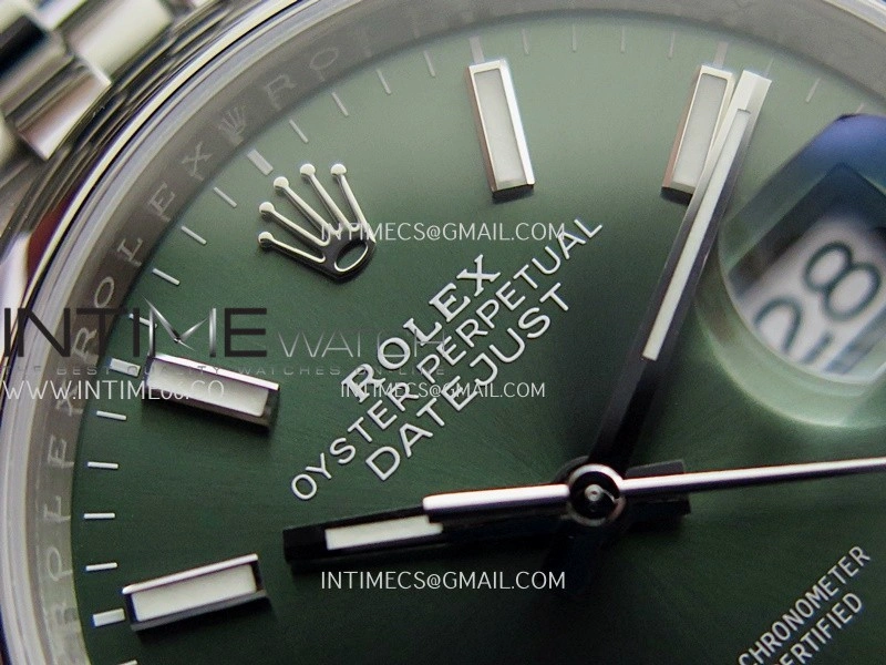 DateJust 126200 904L SS V2 VSF 1:1 Best Edition Green Dial Stick Marker On Jubilee Bracelet DD3235