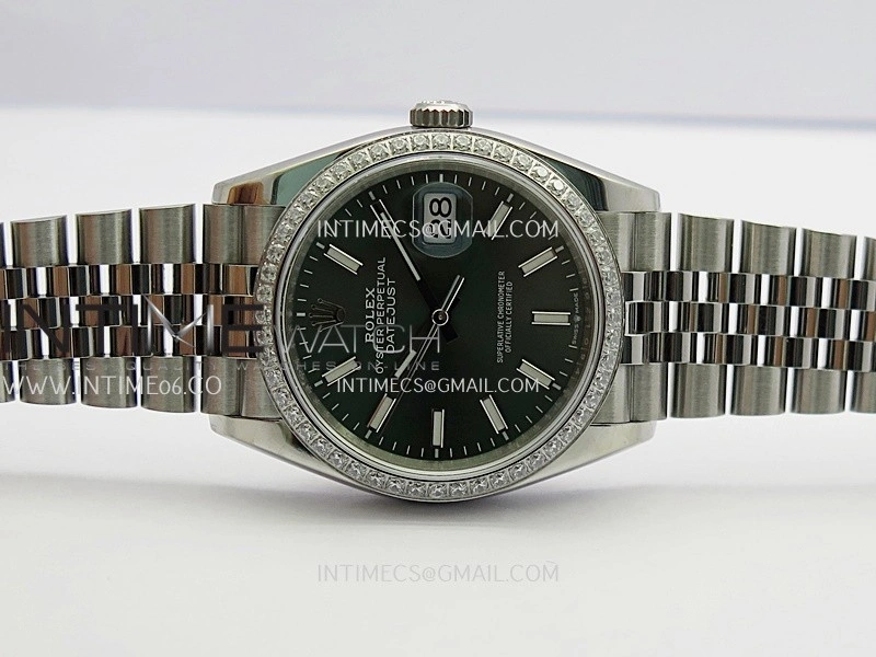 DateJust 126284 Diamond Bezel 904L SS V2 VSF 1:1 Best Edition Green Dial Stick Marker On Jubilee Bracelet DD3235