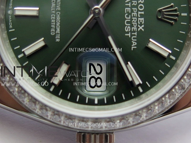 DateJust 126284 Diamond Bezel 904L SS V2 VSF 1:1 Best Edition Green Dial Stick Marker On Jubilee Bracelet DD3235