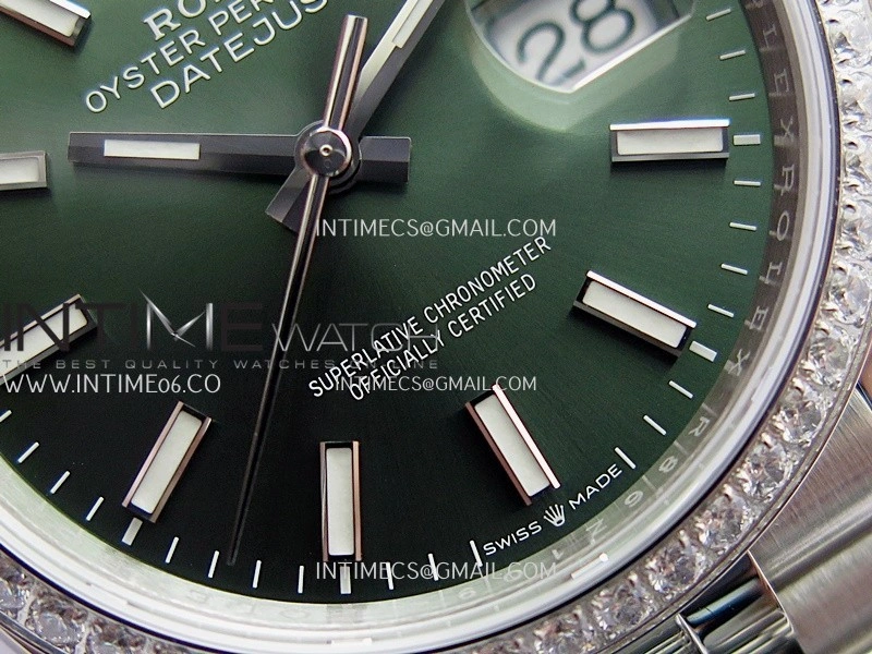 DateJust 126284 Diamond Bezel 904L SS V2 VSF 1:1 Best Edition Green Dial Stick Marker On Jubilee Bracelet DD3235