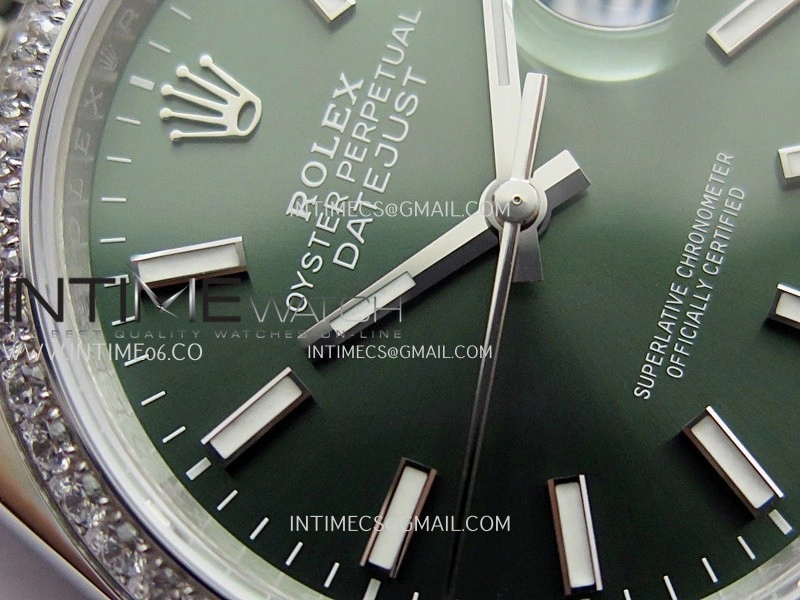 DateJust 126284 Diamond Bezel 904L SS V2 VSF 1:1 Best Edition Green Dial Stick Marker On Jubilee Bracelet DD3235