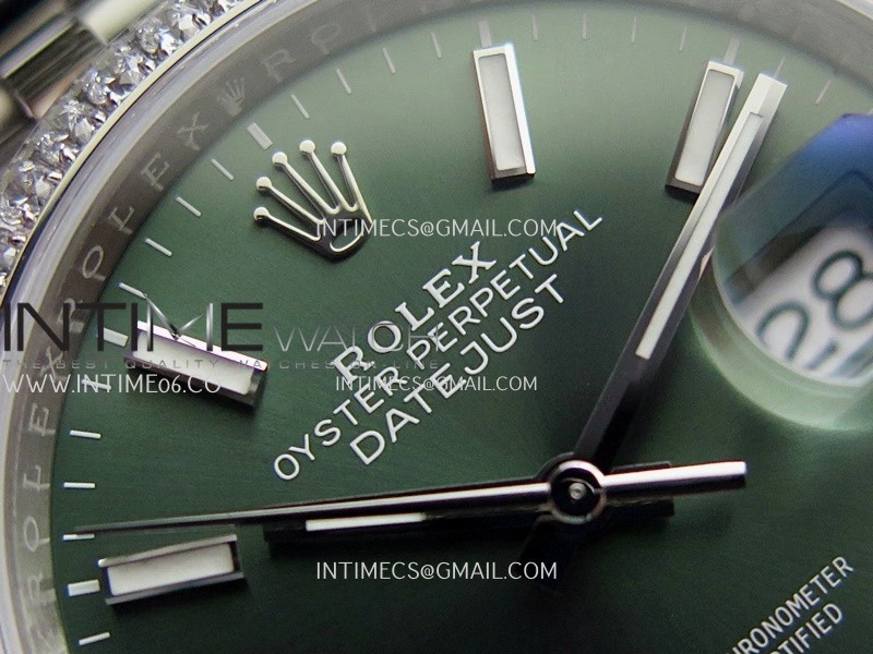 DateJust 126284 Diamond Bezel 904L SS V2 VSF 1:1 Best Edition Green Dial Stick Marker On Jubilee Bracelet DD3235