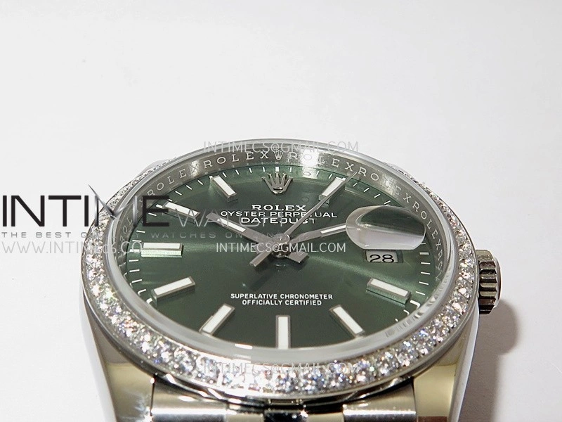 DateJust 126284 Diamond Bezel 904L SS V2 VSF 1:1 Best Edition Green Dial Stick Marker On Jubilee Bracelet DD3235