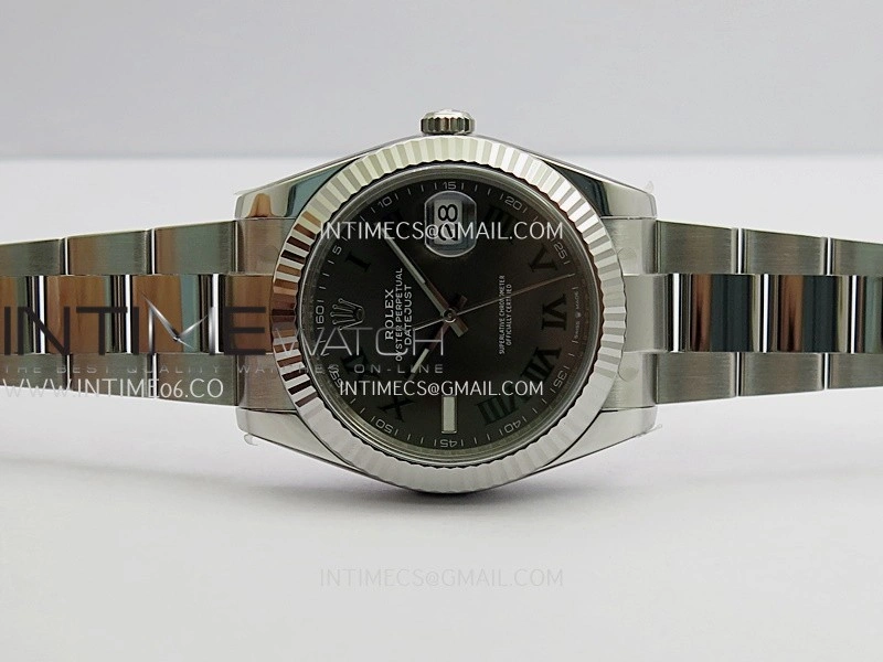 DateJust 41 126334 904L SS VF 1:1 Best Edition Gray Dial Green Roman Marker On Oyster Bracelet DD3235