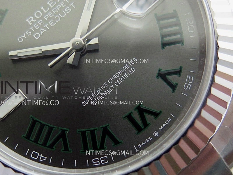 DateJust 41 126334 904L SS VF 1:1 Best Edition Gray Dial Green Roman Marker On Oyster Bracelet DD3235