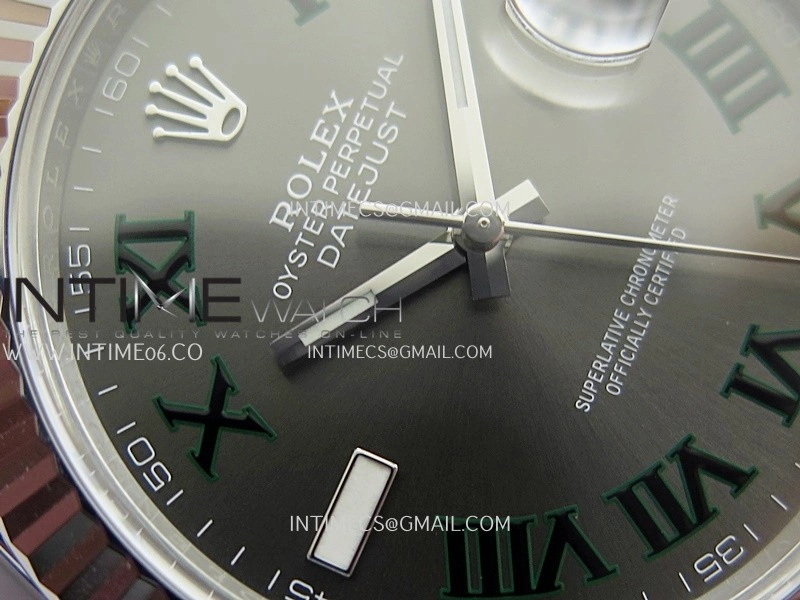 DateJust 41 126334 904L SS VF 1:1 Best Edition Gray Dial Green Roman Marker On Oyster Bracelet DD3235