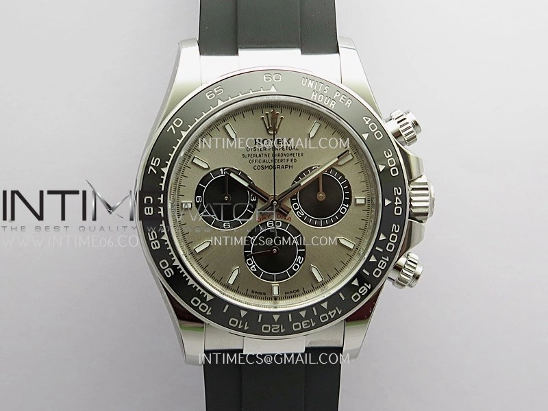 Daytona 126519 904L SS VF 1:1 Best Edition SS Silver Dial On Black Oysterflex Rubber Strap DD4131