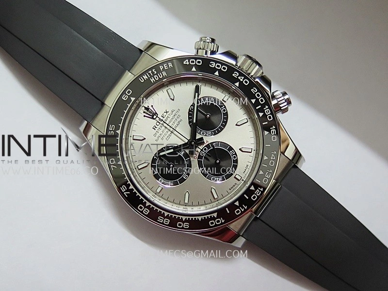 Daytona 126519 904L SS VF 1:1 Best Edition SS Silver Dial On Black Oysterflex Rubber Strap DD4131