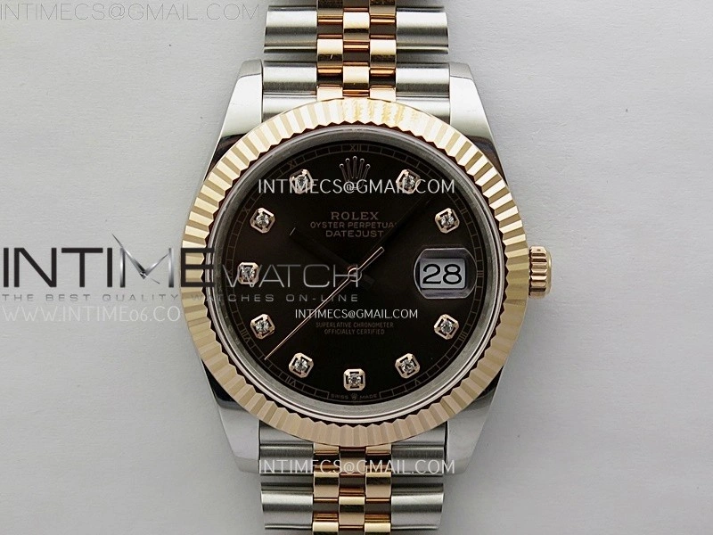 DateJust 126331 904L SS RG JDF 1:1 Best Edition Brown Dial Diamond Markers on Jubilee SS RG Bracelet
