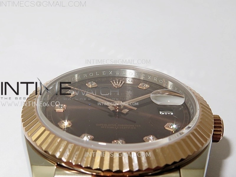 DateJust 126331 904L SS RG JDF 1:1 Best Edition Brown Dial Diamond Markers on Jubilee SS RG Bracelet