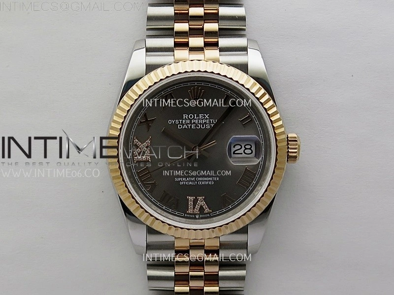 DateJust 126231 904L SS RG JDF 1:1 Best Edition Gray Dial RG Roman Markers on Jubilee SS RG Bracelet
