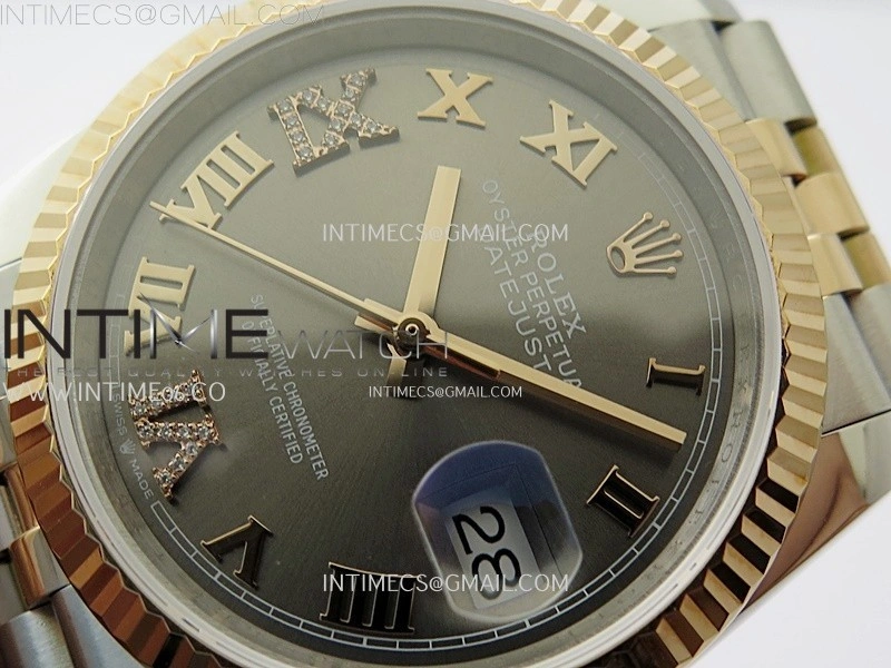 DateJust 126231 904L SS RG JDF 1:1 Best Edition Gray Dial RG Roman Markers on Jubilee SS RG Bracelet