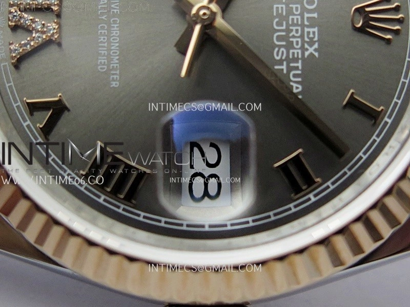 DateJust 126231 904L SS RG JDF 1:1 Best Edition Gray Dial RG Roman Markers on Jubilee SS RG Bracelet