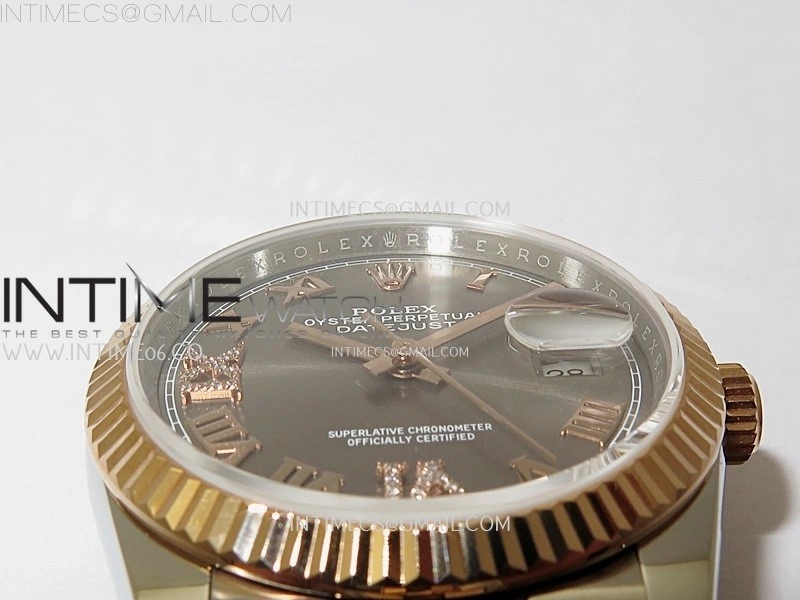 DateJust 126231 904L SS RG JDF 1:1 Best Edition Gray Dial RG Roman Markers on Jubilee SS RG Bracelet