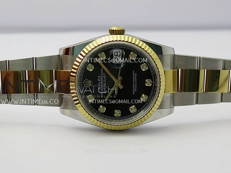 DateJust 126233 36mm 904L SS YG AR+F 1:1 Best Edition Black Dial Diamond Marker On Oyster Bracelet DD3235