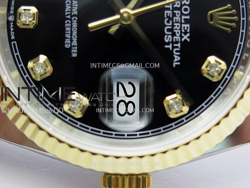 DateJust 126233 36mm 904L SS YG AR+F 1:1 Best Edition Black Dial Diamond Marker On Oyster Bracelet DD3235
