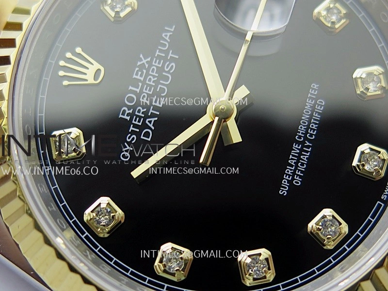 DateJust 126233 36mm 904L SS YG AR+F 1:1 Best Edition Black Dial Diamond Marker On Oyster Bracelet DD3235