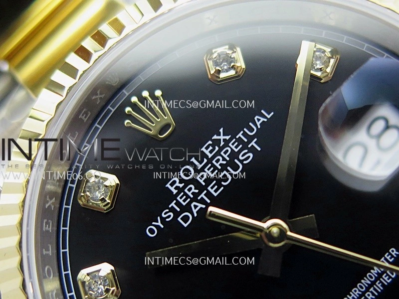 DateJust 126233 36mm 904L SS YG AR+F 1:1 Best Edition Black Dial Diamond Marker On Oyster Bracelet DD3235