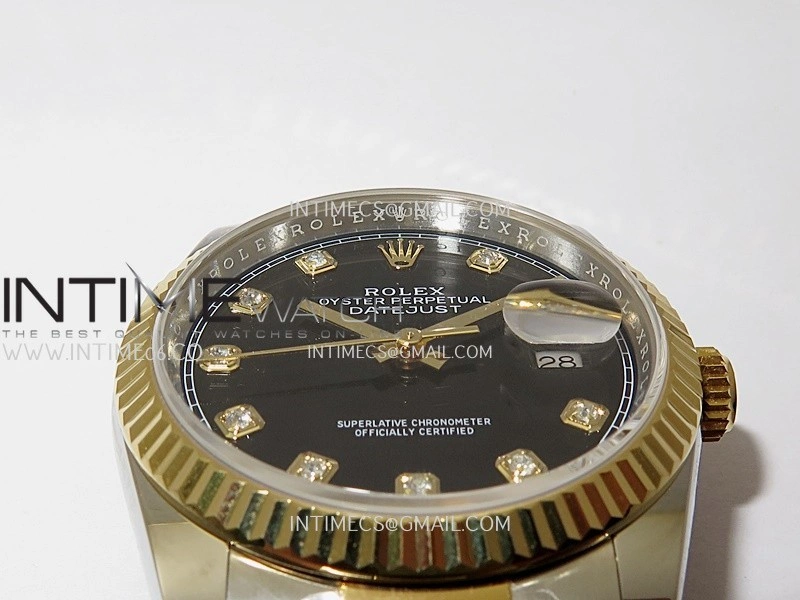 DateJust 126233 36mm 904L SS YG AR+F 1:1 Best Edition Black Dial Diamond Marker On Oyster Bracelet DD3235