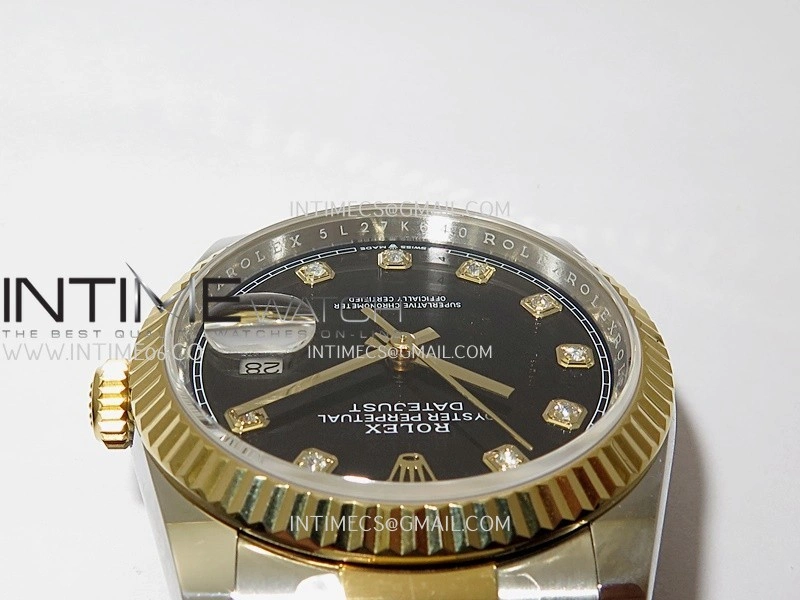 DateJust 126233 36mm 904L SS YG AR+F 1:1 Best Edition Black Dial Diamond Marker On Oyster Bracelet DD3235