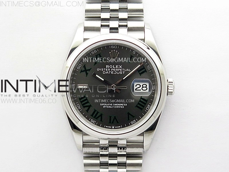DateJust 36 SS 126200 904L Steel VSF 1:1 Best Edition Gray Dial Roman Markers on Jubilee Bracelet VS3235