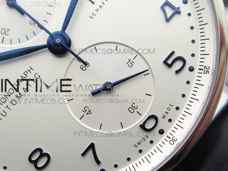 Portuguese IW371605 ZF V3 1:1 Best Edition SS White Dial Blue Markers on Blue Leather Strap A96355