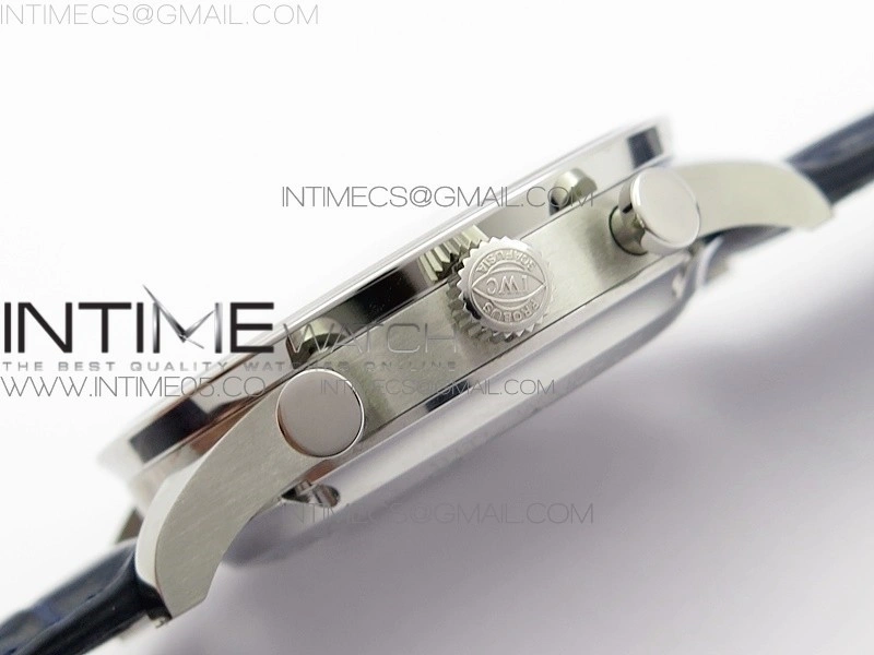 Portuguese IW371605 ZF V3 1:1 Best Edition SS White Dial Blue Markers on Blue Leather Strap A96355