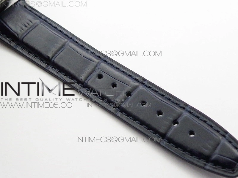 Portuguese IW371605 ZF V3 1:1 Best Edition SS White Dial Blue Markers on Blue Leather Strap A96355