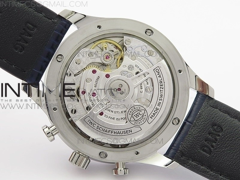 Portuguese IW371605 ZF V3 1:1 Best Edition SS White Dial Blue Markers on Blue Leather Strap A96355