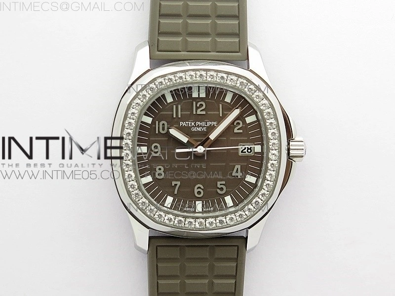 Aquanaut 5067A SS PPF 1:1 Best Edition Light Brown Textured Dial on Brown Rubber Strap AE23
