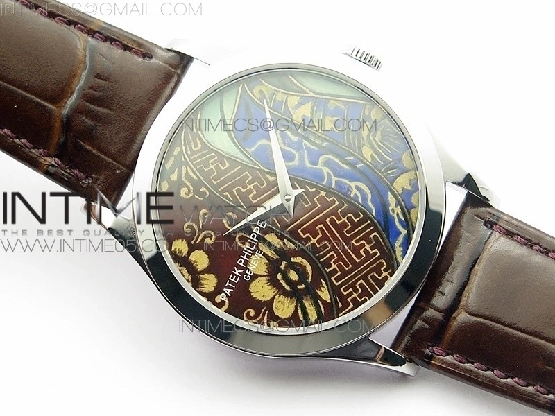 Classic 5077P-102 SS Case FLF Best Edition Real Enamel Dial 1 Brown Leather strap Cal.240