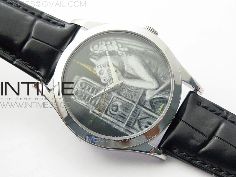 Classic 5077P-102 SS Case FLF Best Edition Real Enamel Dial 3 Black Leather strap Cal.240